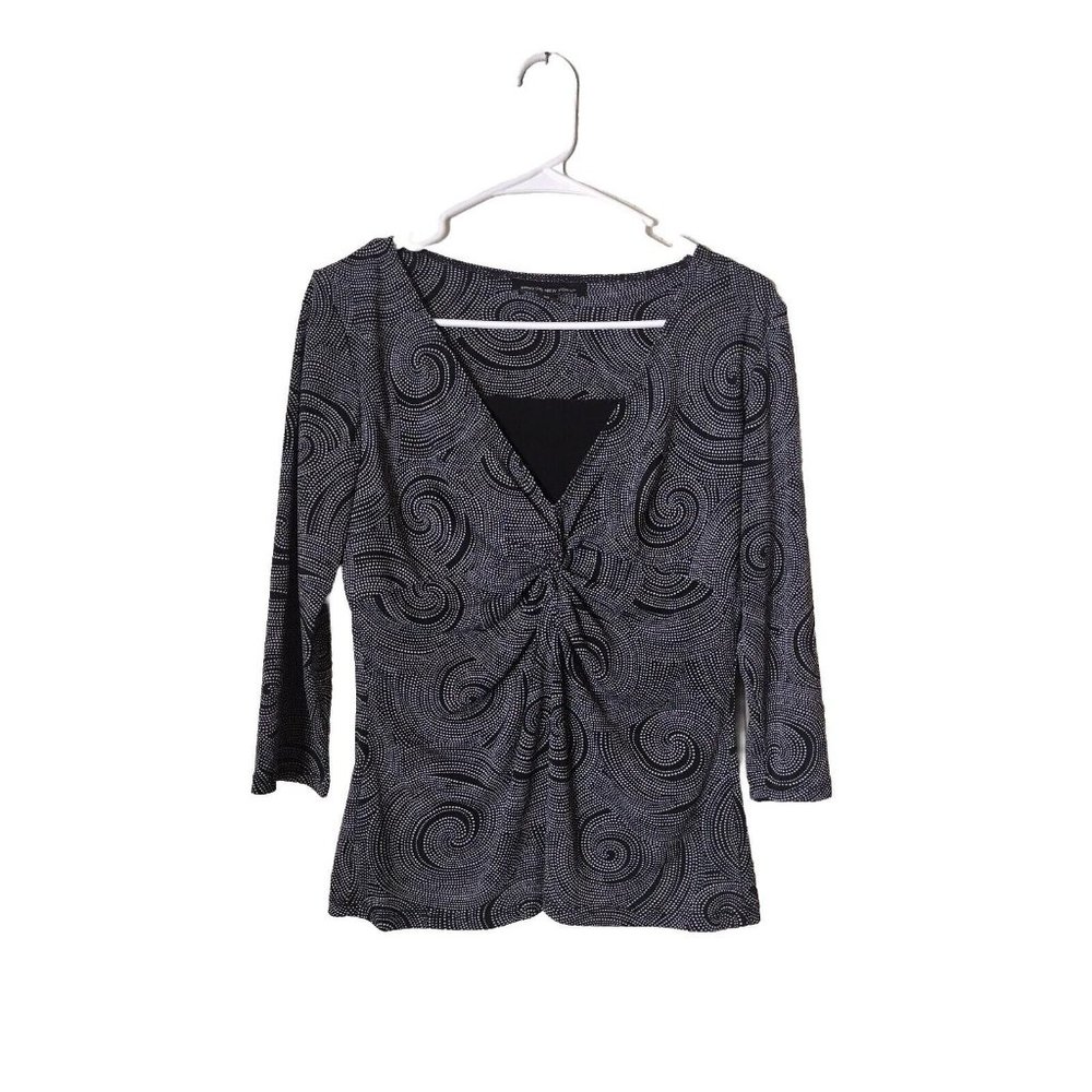 Briggs New York Top Womens Medium Knotted Office Three Quarter Sleeve